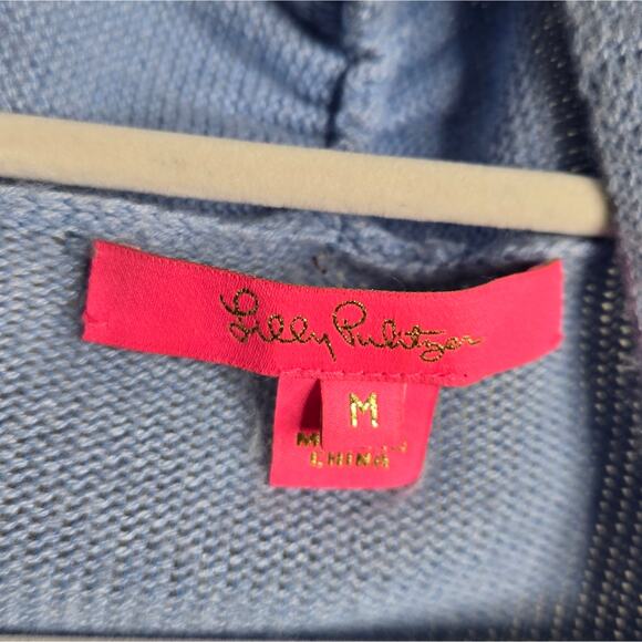 LILLY PULITZER Women's Light Blue Open Front Cardigan Size M - Picture 8 of 9